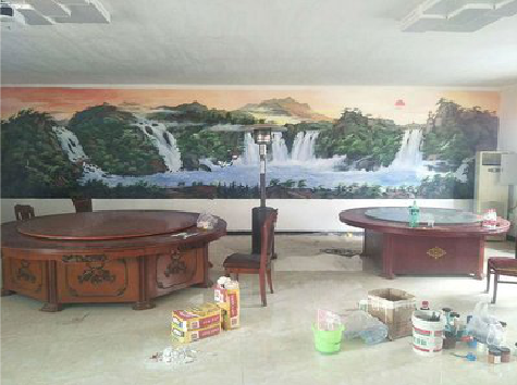 赤壁墙绘-写实风景