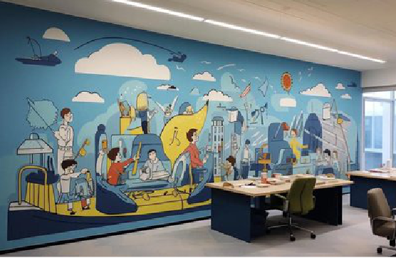 赤壁办公室墙绘的特点。