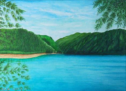 赤壁在墙绘中，如何绘画绿水青山？